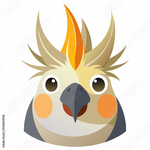 Adorable cartoon cockatiel face illustration