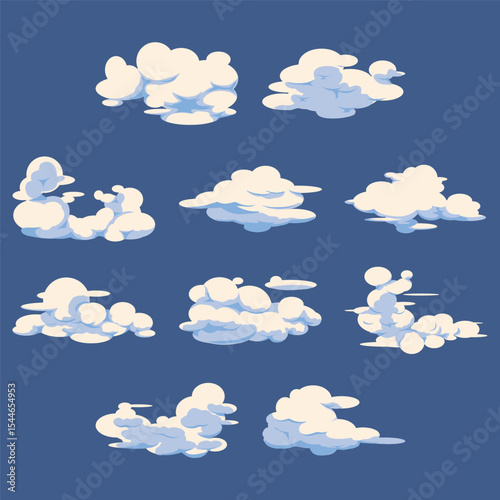 Flat Abstract Cloud Background with Fluffy Sky Nature