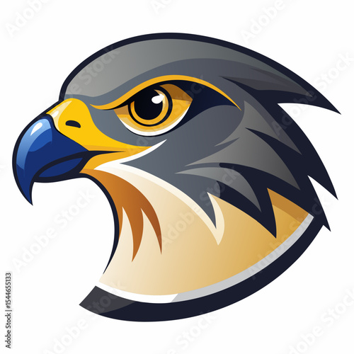 Majestic peregrine falcon head profile illustration