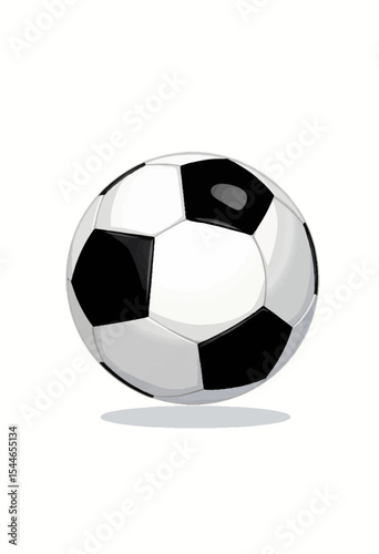Black and white soccer ball with classic pentagon pattern  