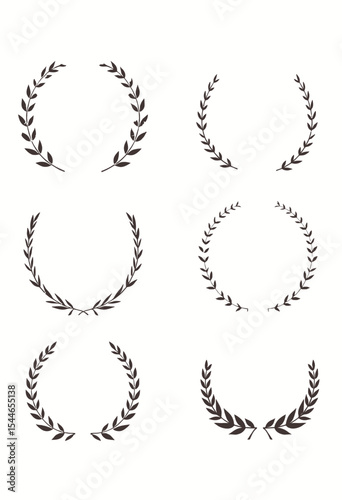 Six decorative laurel wreath frames in vector style  