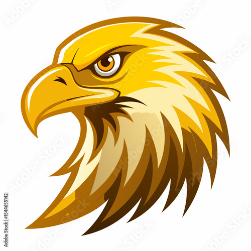 Golden eagle head profile mascot illustration