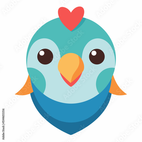 Adorable cartoon bird with heart crest