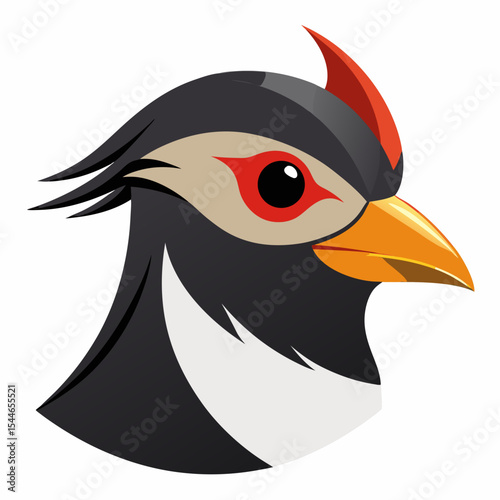 Stylized red billed spurfowl bird head illustration