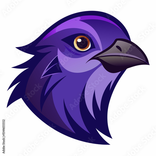 Stylized purple bird head illustration