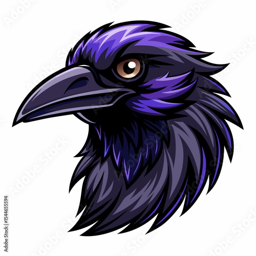 Stylized raven head profile illustration