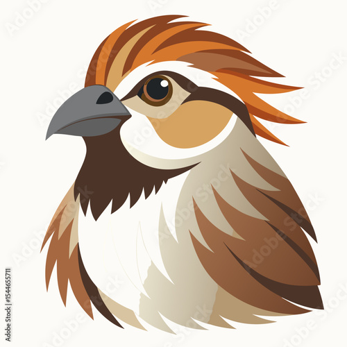 Stylized illustration of a brown and orange bird