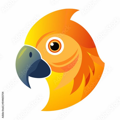 Abstract sun conure parrot head logo design