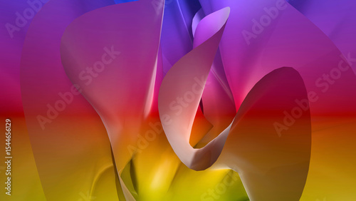 Colorful of curling flower petal (3D Rendering)