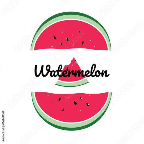Summer illustration with colorful watermelon