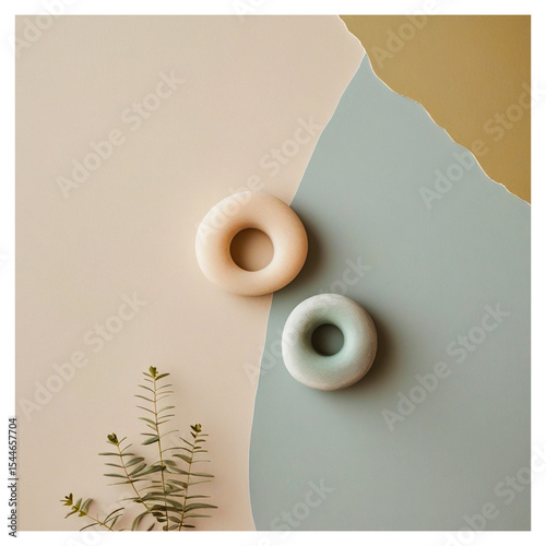 Quiet Geometry Sculptural and Serene Mood Board. Dualism. Generated AI.