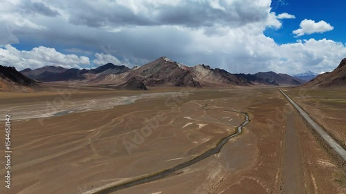 aerial view of Central Asia Pamir Highway adventure off road in Tajikistan scenic landscape 