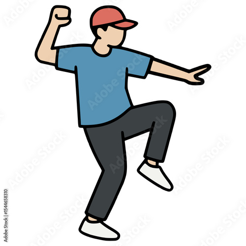 male hip hop dancer sport flat color vector illustration template design