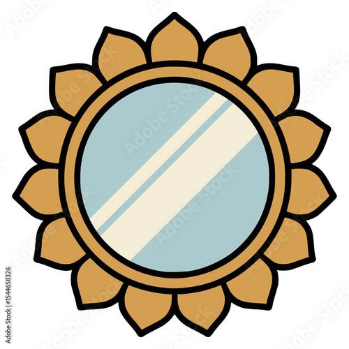 decorative circle wall modern mirror flat color vector illustration template design