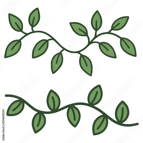 liana plant with leaf flat color vector illustration template design