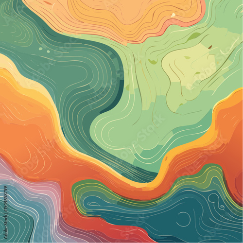 topographic line contour map background, geographic grid map, bold vibrant lines