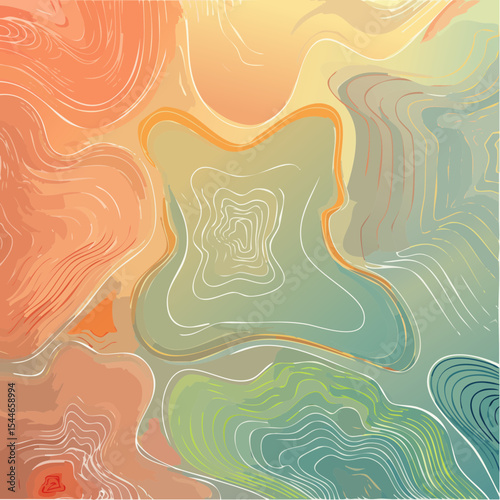 topographic line contour map background, geographic grid map, bold vibrant lines