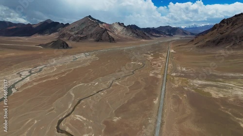 Tajikistan aerial footage of Pamir mountains range in Central Asia Pamir highway 
