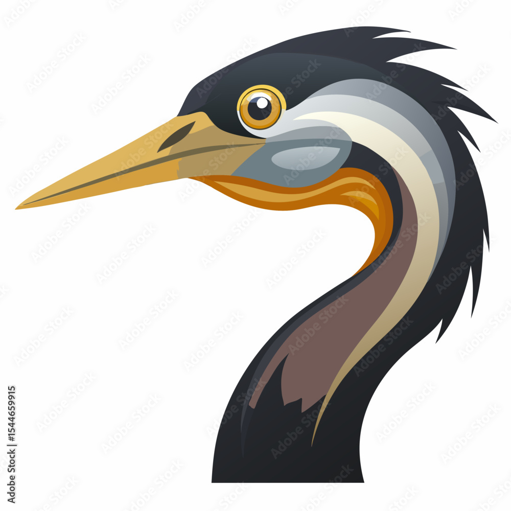 Obraz premium African darter bird head profile illustration