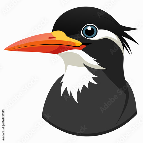 Collared kingfisher bird head illustration