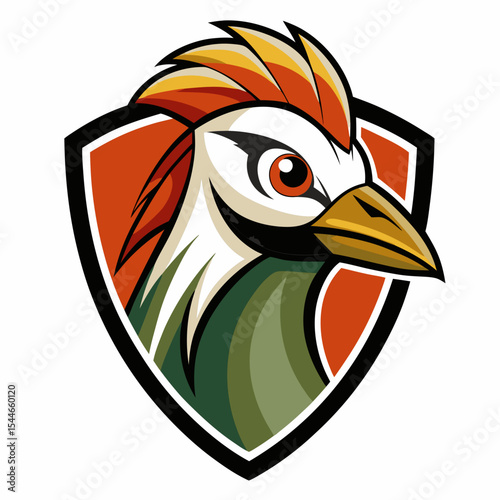 Colorful bird crest mascot logo design