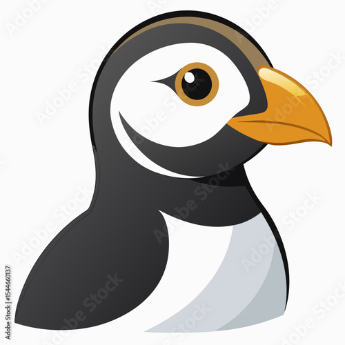 Adorable cartoon atlantic puffin illustration