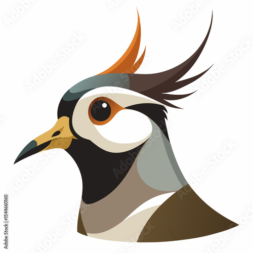 Stylized northern lapwing bird head illustration
