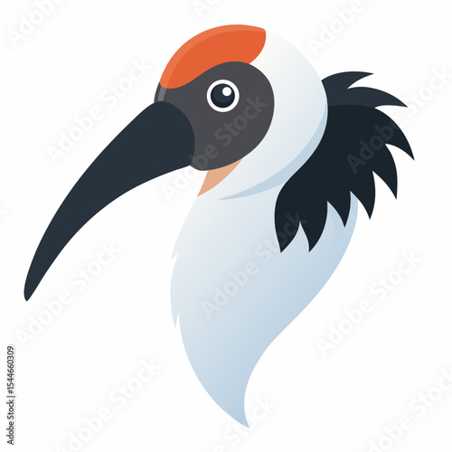 Illustration of a sacred ibis bird head
