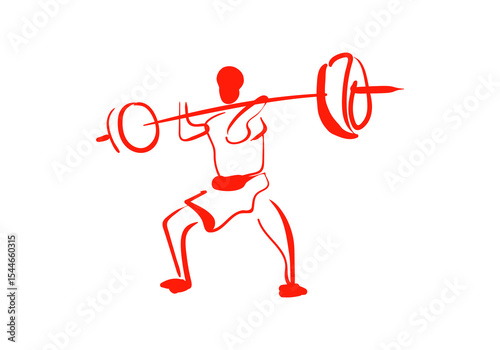 line art illustrations depicting a weightlifter in different phases of a barbell squat or clean