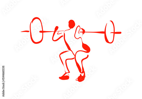 line art illustrations depicting a weightlifter in different phases of a barbell squat or clean