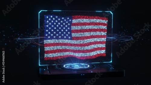 United States flag with artificial intelligent light technology
