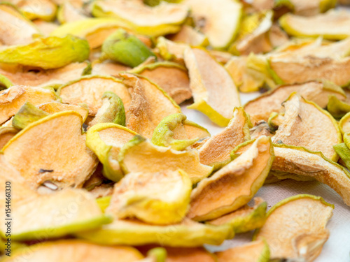 Dried apple pieces.