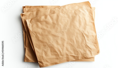 Crumpled brown paper sheets stacked together.