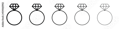 Diamond ring icon filled flat sign concept for web design.