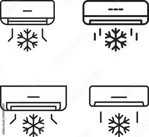 Air conditioning icon design vector template, Air Conditioner Icon Black Flat Solid Outline, Air conditioning icon. Simple illustration of air conditioning vector icon for web, Air conditioner, 