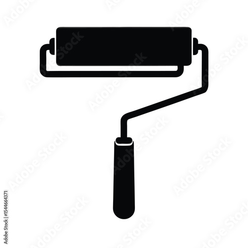 Paint Roller Silhouette in Black for Painting, Home Improvement, and DIY Concepts