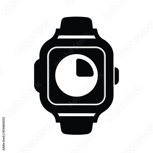 Smartwatch Silhouette in Black on White for Technology, Fitness, and Wearable Gadgets