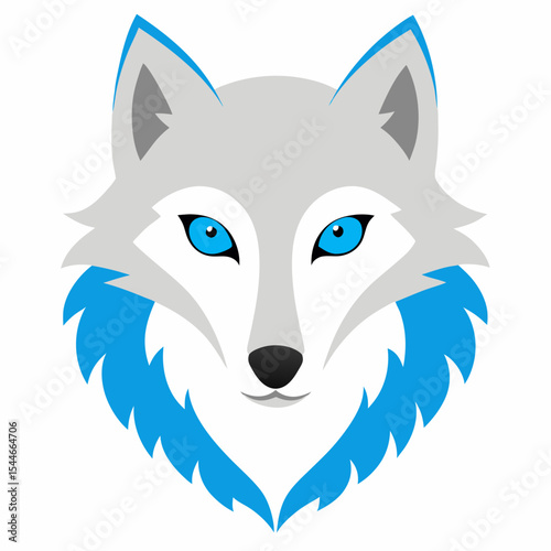 Stylized arctic wolf head with blue accents