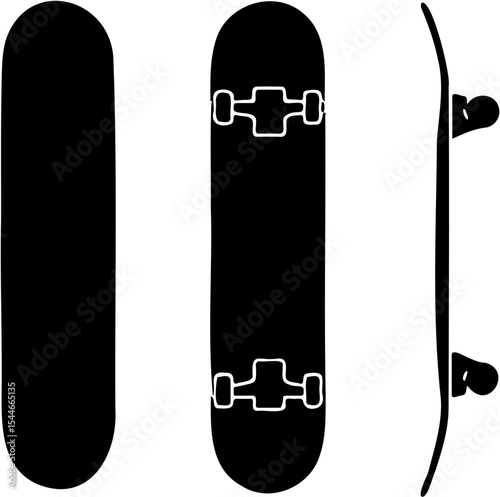 skateboard silhouette vector illustration, isolated on white