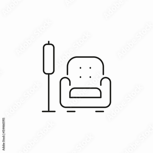 armchair floor lamp icon sign vector