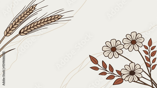 elegant autumn decor featuring dried flowers and wheat
