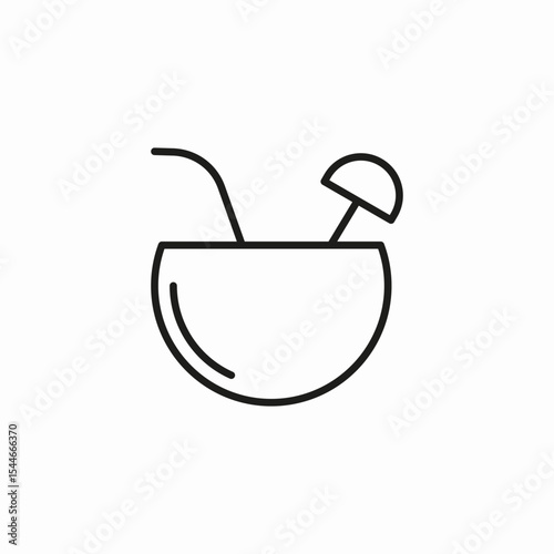 coconut drink straw icon sign vector