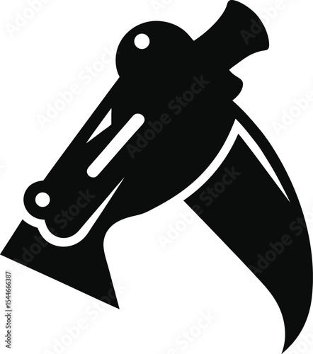 Grim Reaper Scythe Horse Head Icon Dark Fantasy Illustration