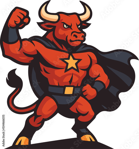 Mighty Bull in a Heroic Pose superhero