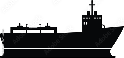 Cargo Ship Silhouette A Vector Illustration of Maritime Transport