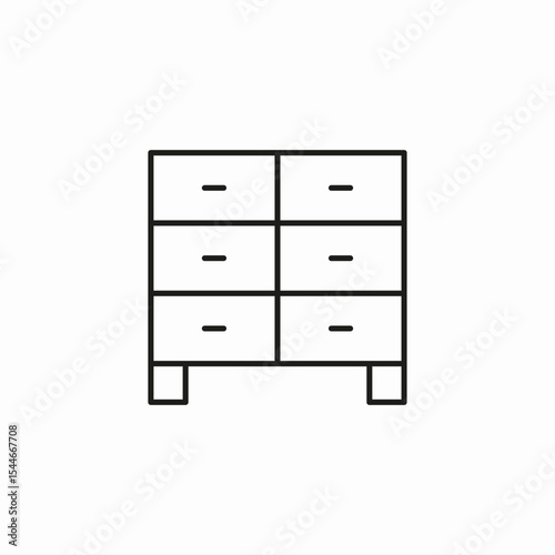 six drawer dresser icon sign vector