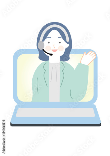 オンラインで案内をするオペレーターの女性