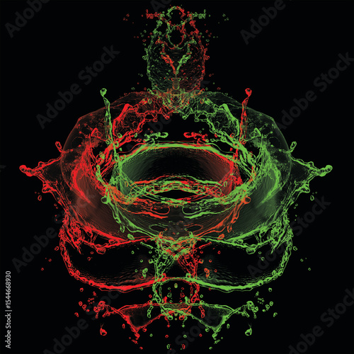 Red and Green Water Splash Art