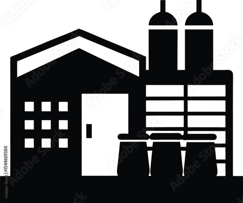 Industrial Facility  Manufacturing Plant Icon Vector Illustration