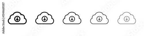Cloud download icon filled flat sign concept for web design.